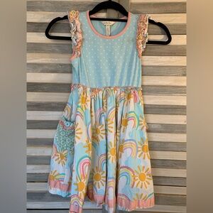 Matilda Jane Dream Chasers Rainbow Way Polka Dot and Rainbow Dress Girls 8